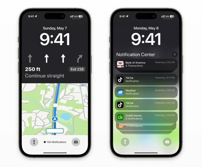 小榄镇苹果维修服务分享iOS17锁屏地图导航半屏显示长什么样 